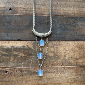 VANESSA MOONEY Silver Moonstone Chain Necklace